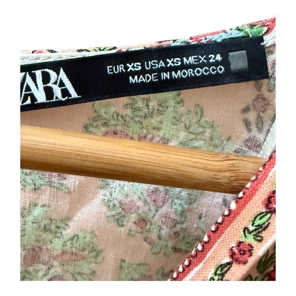 Zara Bohemian Belted Romper with Pink and Green Accents! XS - Picture 4 of 7